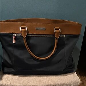 Michael Kors Large Blue and brown women’s nylon and leather tote bag
